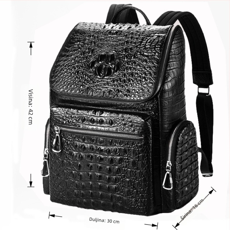 Unisex ruksak od prave kože za laptop, kapacitet 20–35L, kompatibilan s 15-inčnim laptopom, zakrivljeni ramenski kaiš, poslovni putnički stil