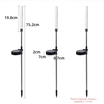 Solarska vanjska svjetiljka za ugradnju u tlo, IP65 vodootporna, 0,2W, materijali: akril, nerđajući čelik, ABS; model Solar Bubble Acrylic Reed Lamp; trajanje osvjetljenja 6–12 sati