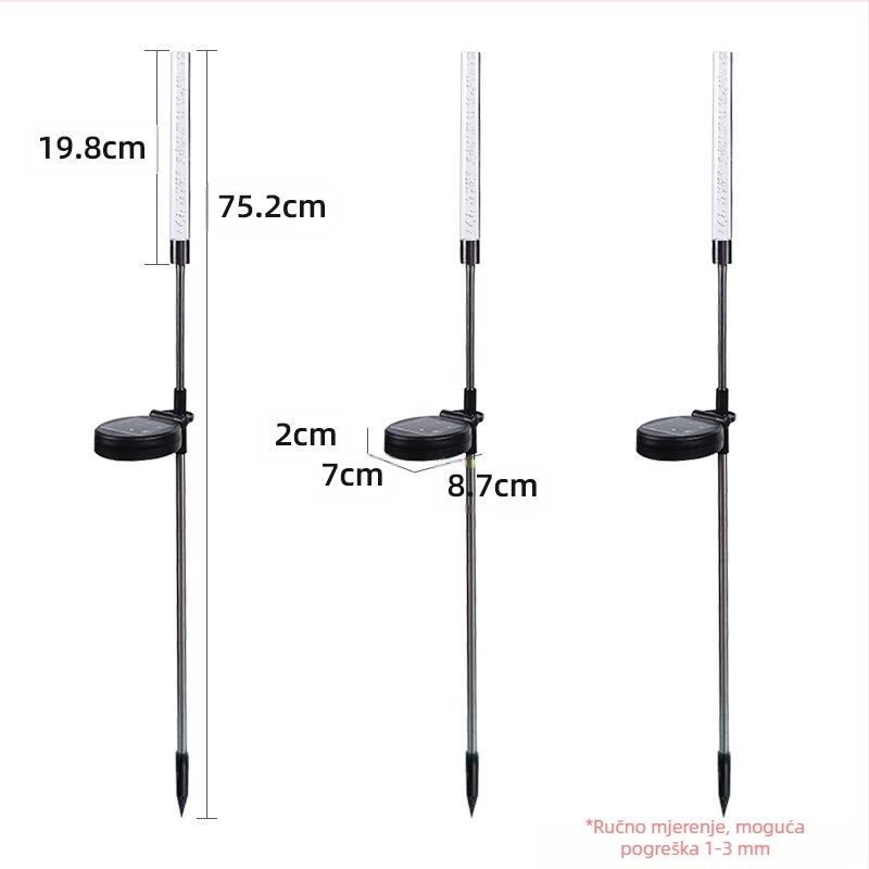 Solarska vanjska svjetiljka za ugradnju u tlo, IP65 vodootporna, 0,2W, materijali: akril, nerđajući čelik, ABS; model Solar Bubble Acrylic Reed Lamp; trajanje osvjetljenja 6–12 sati