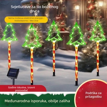 Solarna lampa za tlo za božićno drvce (1–5) za dvorište i travnjak, 1W, IP33, 6–12 sati rada, CE certifikat