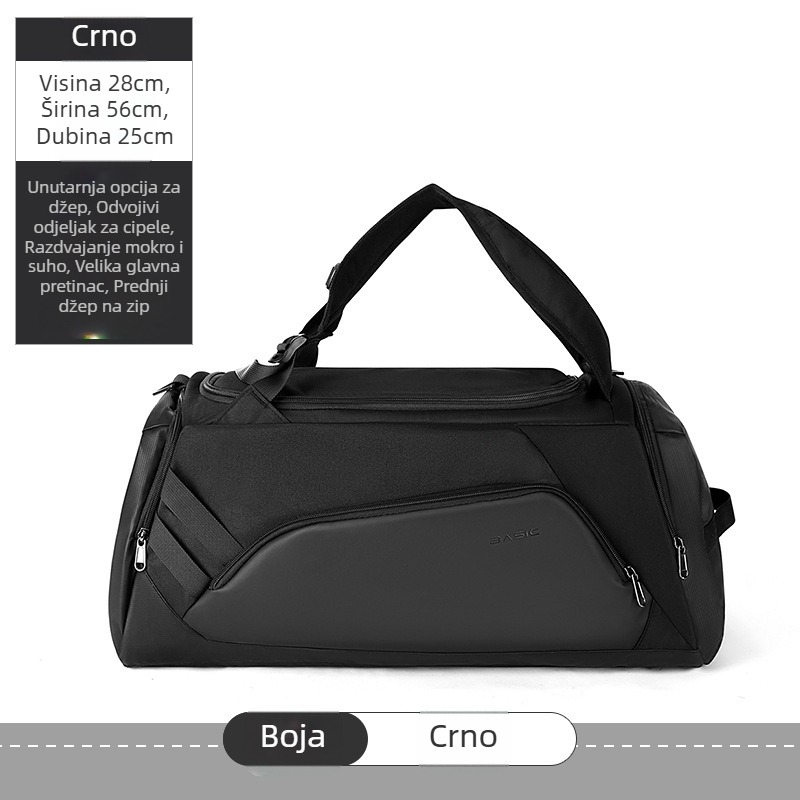 Sportska torba za putovanje i trening s odjeljakom za suho/mokro, najlon, vodootporna, kapacitet 36-55L, unisex