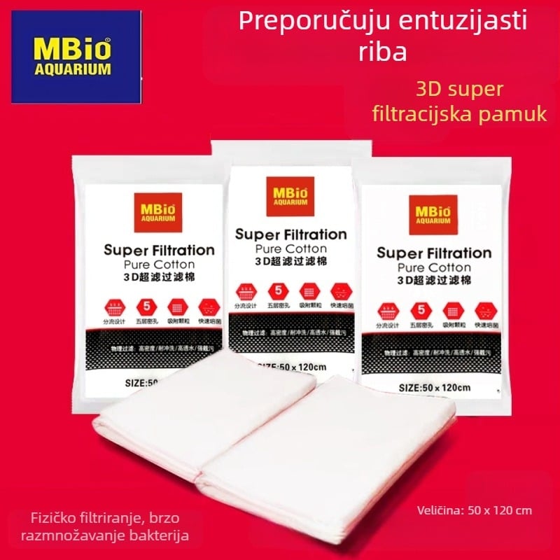 3D filter pamuk za akvarij – pamuk, visoka propusnost, suho/mokro odvajanje