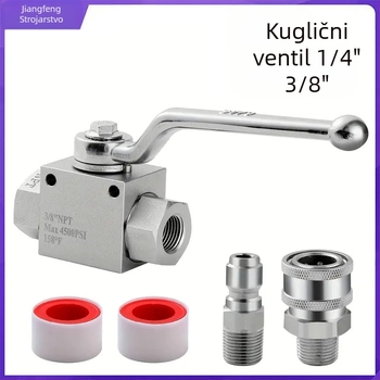 Set kugličnog ventila za visokotlačni čistač, nehrđajući čelik, brzo spajanje 1/4, ručni pogon, 4500 psi