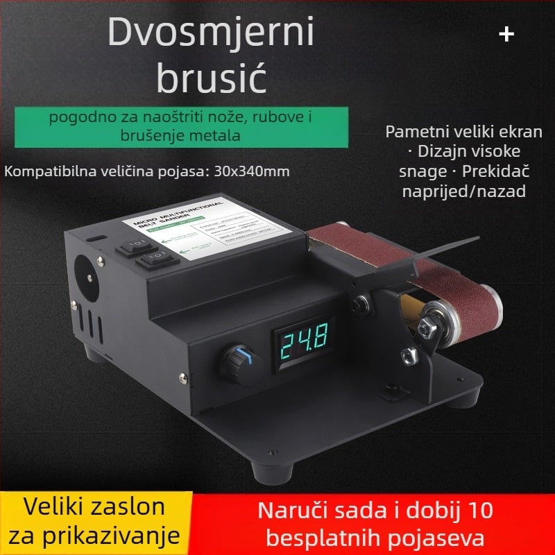 Stolna mini brusilica za plošni pojas za DIY poliranje i oštrenje noževa – 24V