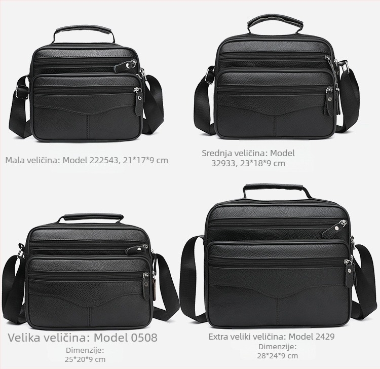 Muška crossbody torbica od prve sloje goveđe kože, velika kapaciteta, vodootporna, prozračna, otporna na habanje