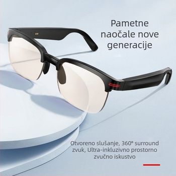 GS200 pametne Bluetooth naočale s usmjerenim zvukom – dodirni upravljanje, baterija 150 mAh, materijal PC+ABS, bežični domet 5–10 m, funkcije: pozivi i glazba
