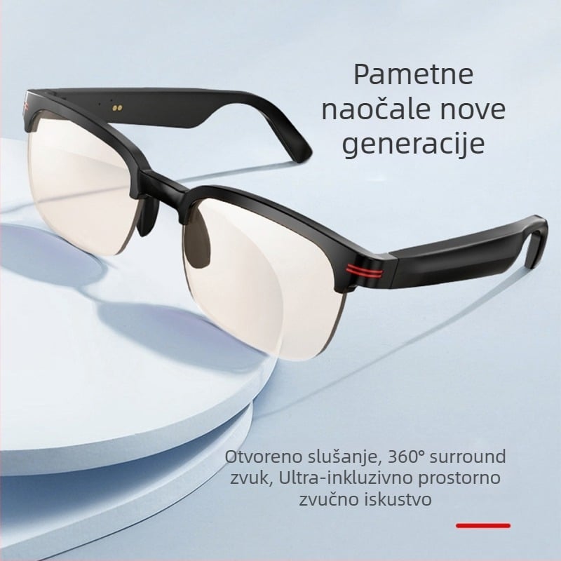 GS200 pametne Bluetooth naočale s usmjerenim zvukom – dodirni upravljanje, baterija 150 mAh, materijal PC+ABS, bežični domet 5–10 m, funkcije: pozivi i glazba