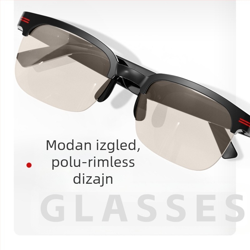 GS200 pametne Bluetooth naočale s usmjerenim zvukom – dodirni upravljanje, baterija 150 mAh, materijal PC+ABS, bežični domet 5–10 m, funkcije: pozivi i glazba