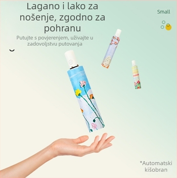 Kišobran s automatskim otvaranjem i zatvaranjem, okvir od 8 čeličnih rebara, platno 190T, UV zaštita UPF 40+, plastična drška
