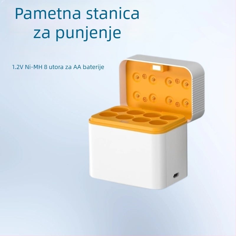8-odjelni inteligentni flip punjač za AA NiMH baterije, Type-C priključak, izlaz 5V DC 2A