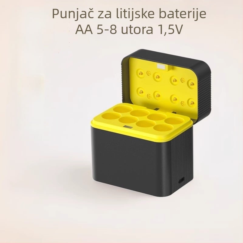 Pametni punjač za AA baterije s 8 utora, Type-C priključak, ulaz 5V/2A, izlaz 5V DC 2A