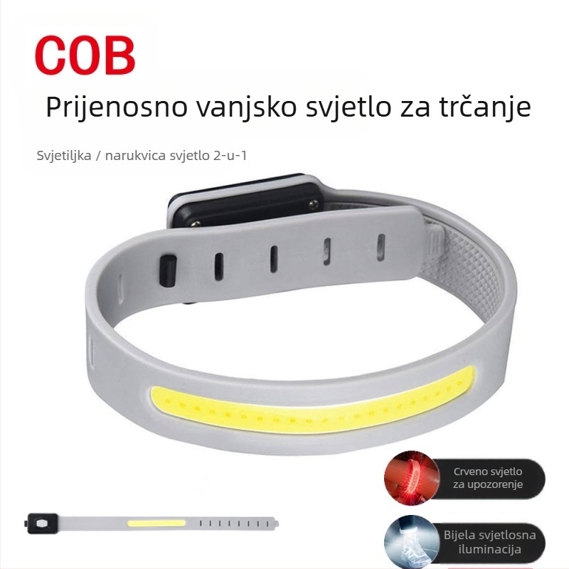 Vanjsko prijenosno COB svjetlo za trčanje s Type-C punjenjem, LED, 5V, 1W, gumb prekidač