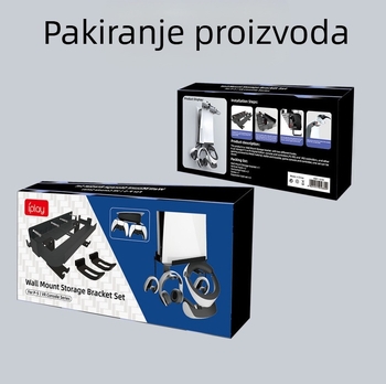 PS5 zidni držač sa držačem za slušalice za PS5, PS5 Slim, PS5 Pro i PS5 VR2 | Metal + ABS, 445 g