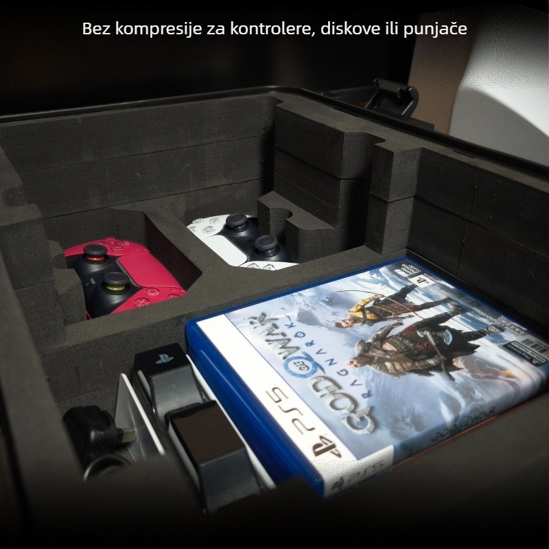 PS5 Slim Kutija za pohranu, ABS+EVA materijal, Injekcijsko oblikovanje, Kompatibilno s PS5 Slim konzolom, Težina 3,6 kg, Uključuje 1 kutiju za pohranu
