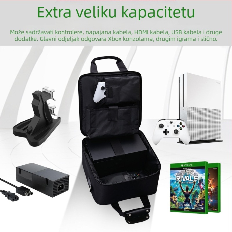 G-STORY Torba za Xbox dodatke, vodootporna najlonska torba sa zatvaračem, za pohranu konzole, kontrolera i diskova