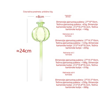 Automatski alat za zalijevanje biljaka, prozirno borosilikatno staklo, brušeni završetak, kapljično navodnjavanje