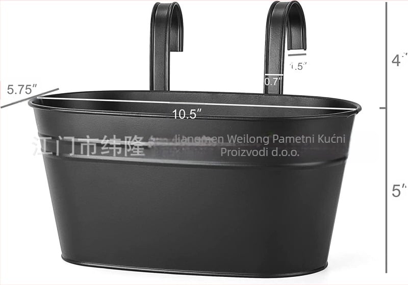 Saksija za zid, viseći tip posude, galvanizirano željezo, pastoralni stil, 0,8 kg