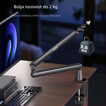 RODD AK-55 Stalak za mikrofon s skrivljenim kabelom, univerzalni kuglični zglob podesiv