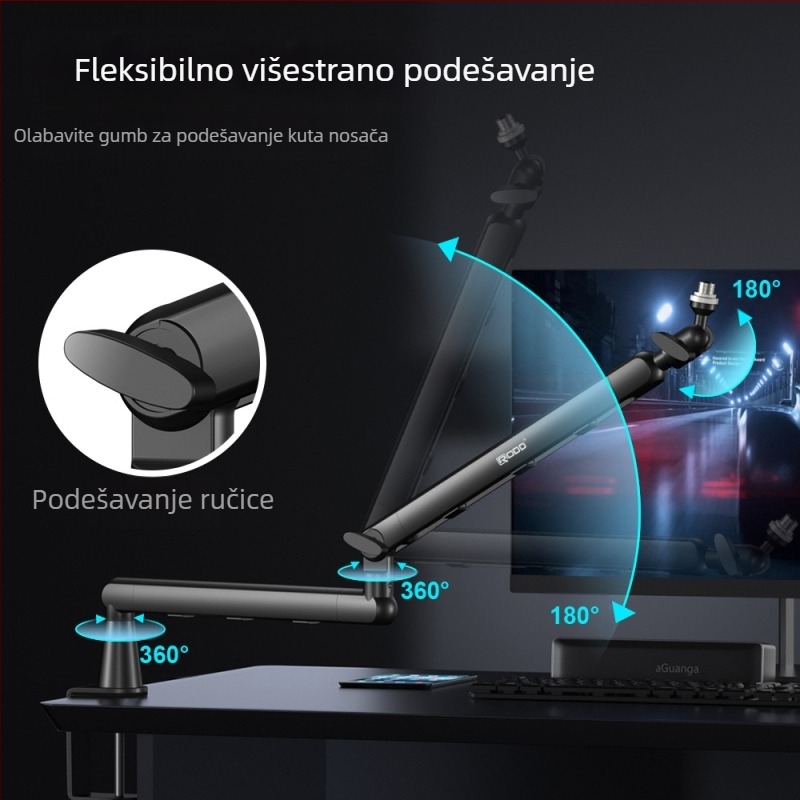 RODD AK-55 Stalak za mikrofon s skrivljenim kabelom, univerzalni kuglični zglob podesiv