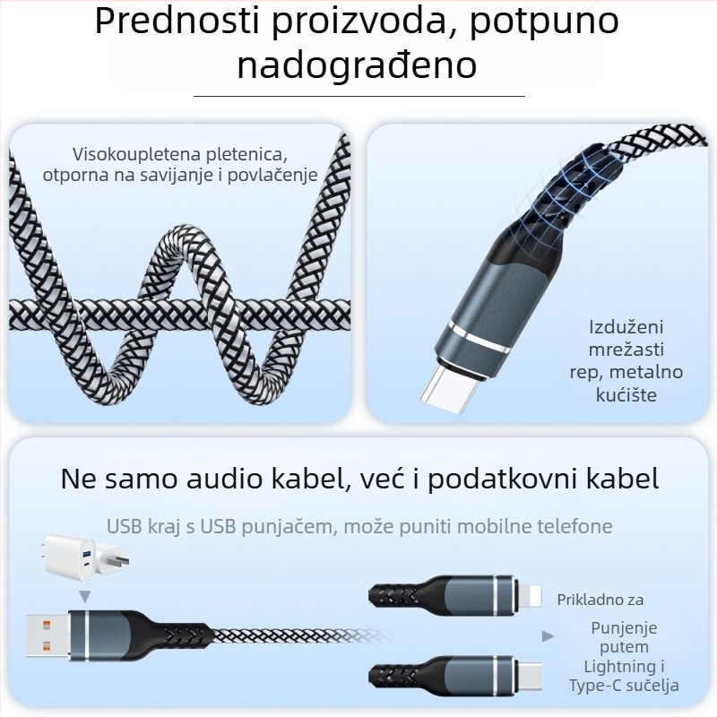 Visokokvalitetni Apple/Huawei audio kabel, 1 na 2 RCA, za povezivanje telefona sa zvučnikom