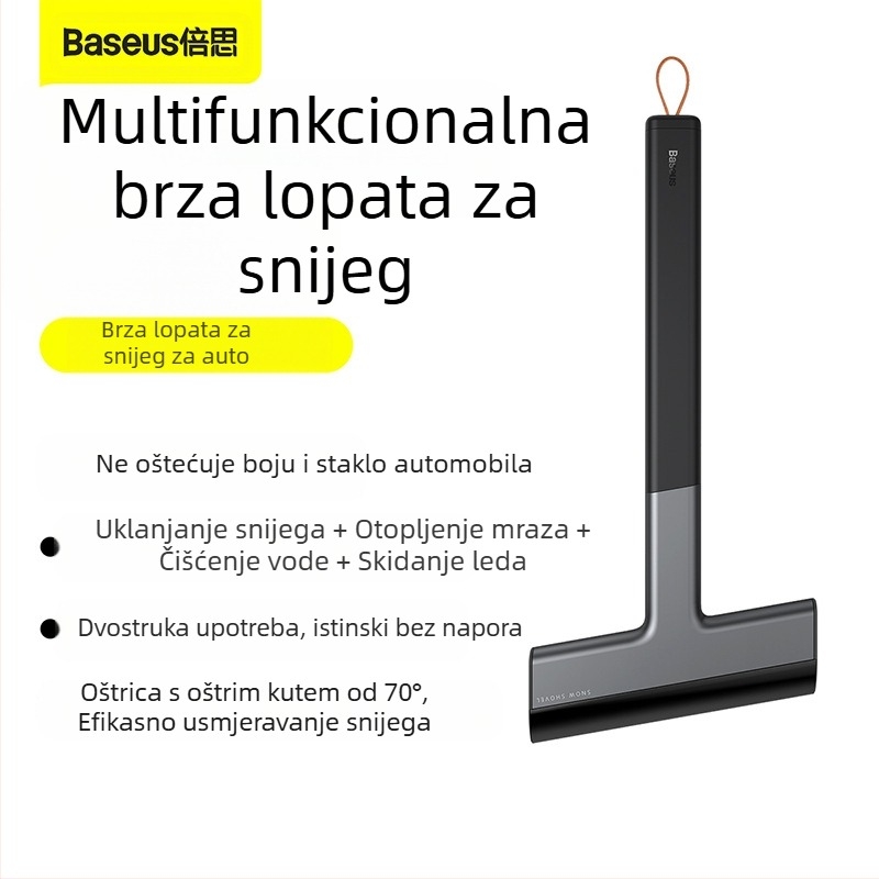 Baseus automobilska lopatica za snijeg — Višefunkcijski skraper za odmrzavanje stakla i uklanjanje snijega, TPU+ABS
