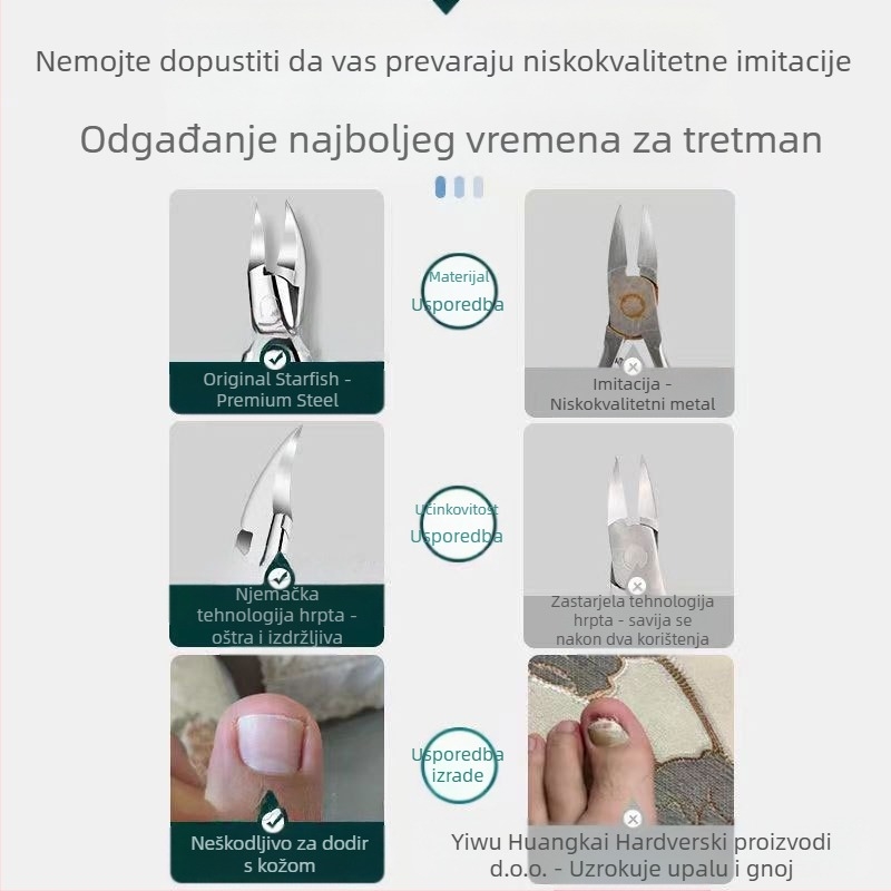 Set alata za pedikuru od nehrđajućeg čelika: kliješta za brazdu noktiju, šikimi nožicama i višenamjenske pinzete