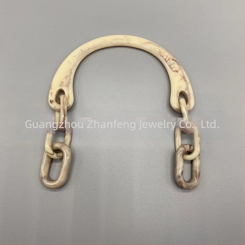 Junfeng plastična ručka za torbicu s U-oblikovanim lancem i akrilnom ručkom, jednofarban dizajn, smanjenje opterećenja, dodatak prtljazi, proljeće 2024