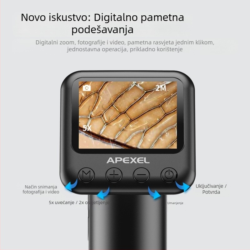 APEXEL digitalni mikroskop, 800x povećanje, visoka rezolucija, za biološko promatranje i identifikaciju nakita, pogodan za obrazovanje i istraživanje