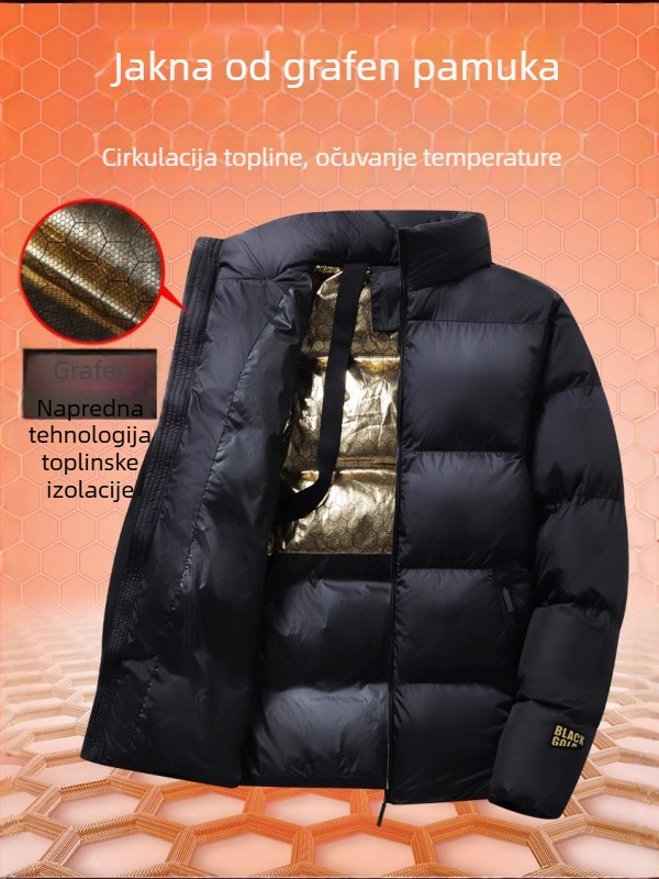 Unisex pamučna zimska jakna s kapuljicom, zatvarač, stojeći ovratnik