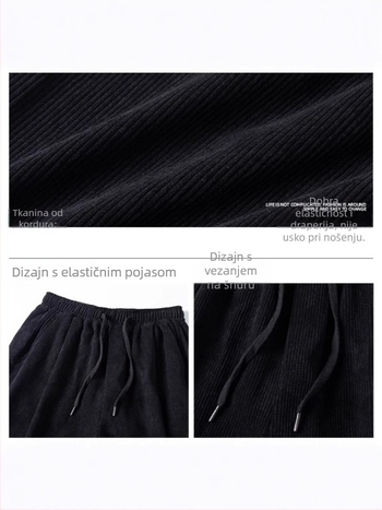 Muške casual hlače od korduroja, japanski retro stil, labav kroj, srednji pojas, ravne nogavice
