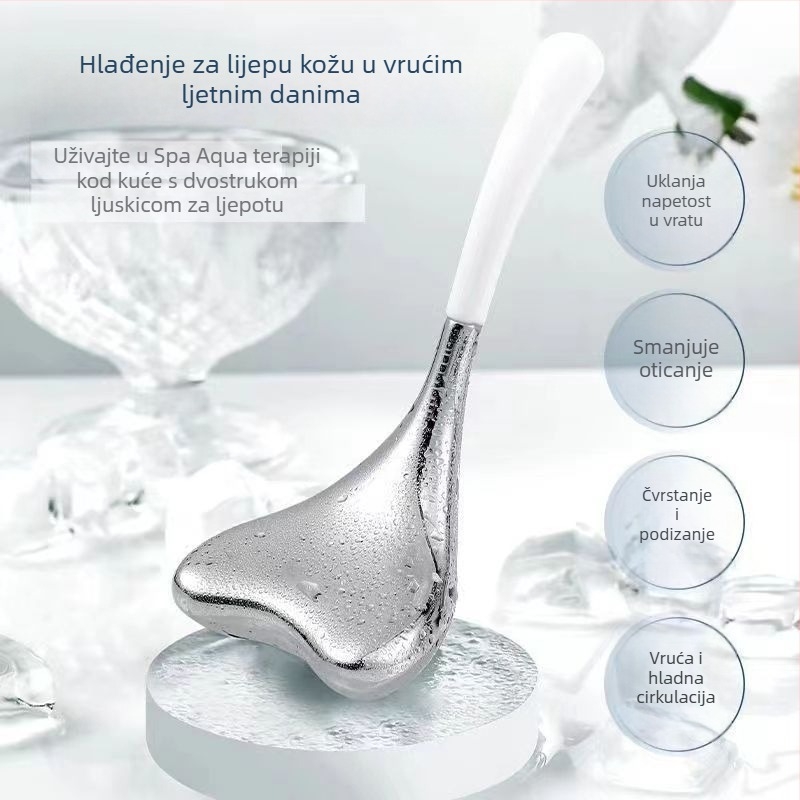 Nerđajući čelik – kuglica za lice i žličica za led – kozmetički alat, ručna upotreba, masažni stil, za kućnu i salonsku upotrebu