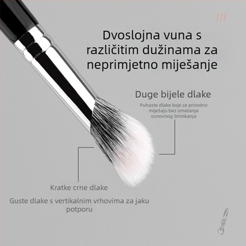 Make-up četka za ruž i korektor, nagnuta glava, dlaka od prave životinjske dlake, drvena drška, 1 kom