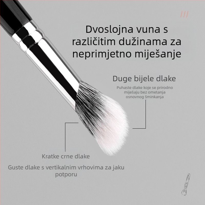 Make-up četka za ruž i korektor, nagnuta glava, dlaka od prave životinjske dlake, drvena drška, 1 kom