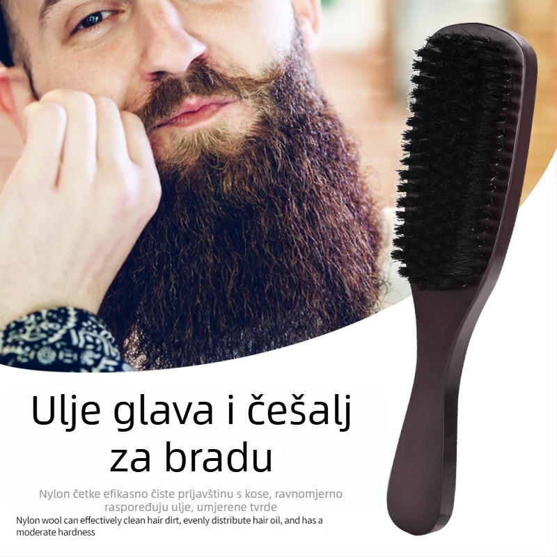 Četka za bradu s drvenom drškom, prijenosni alat za njegu lica, neto težina 80 g