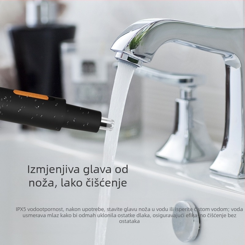 Schweiker prenosni električni trimming za nosne dlačice – ugrađena baterija 100–300 mAh, izmjenjiva i periva glava za rezanje, ABS kućište, punjenje