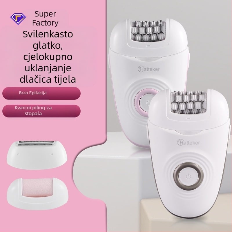 Električni epilator HT-6258 s USB/električnim napajanjem, nehrđajuća čelična glava, mokro čišćenje cijelog tijela