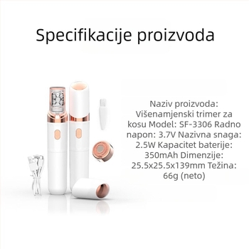 Električni epilator za tijelo, za cijelo tijelo, s dvostrukim oštricama, USB napajanje, DC motor