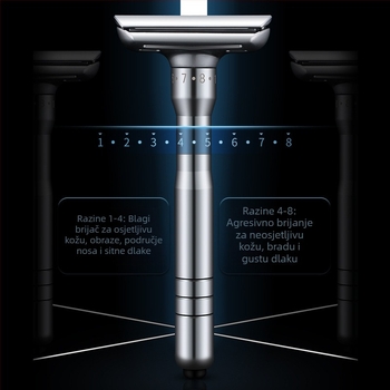 Ručni brijač Tide, dvostrani nehrđajući čelični britvi, 8 razina oštrine, paket od 5 oštrica