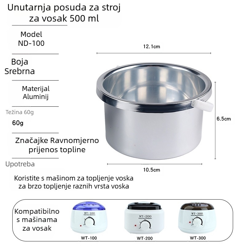 Stroj za vosak za depilaciju s neljepjivim unutarnjim loncem i zamjenjivim linerom, marka Lidan, model ND-TB1