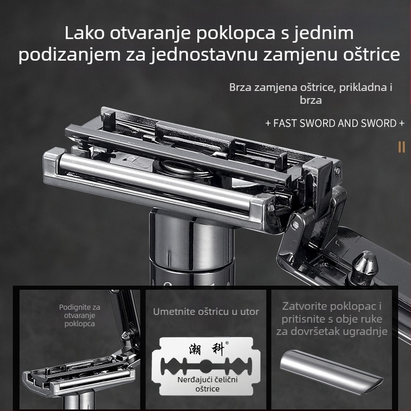 Chaoke muški ručni brijač — otporan na ogrebotine, retro dizajn, dvostruka oštrica