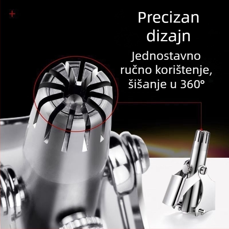 Trimer za nosne dlačice – nehrđajući čelik, ručni, potpuno periv, bez baterije