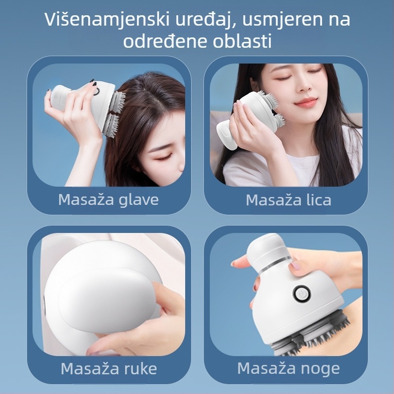 Uređaj za masažu vlasišta s kandžastom glavom, gnječući masažer, punjiv, 3 brzine, model 820, upravljanje gumbom