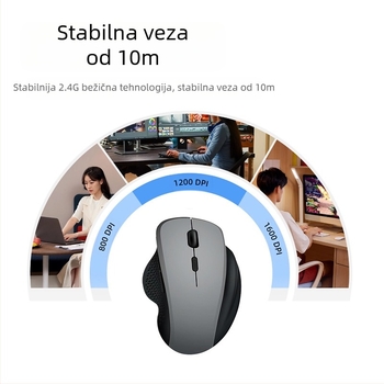 Bežična ergonomska miša, 2400 DPI, 7 tipki, USB sučelje, 2,4 GHz