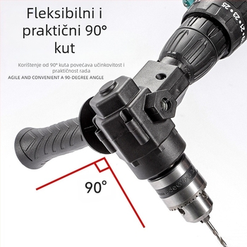 Električni 90° kutni adapter za bušilicu i odvijač – patrona, univerzalna glava za bušenje i zavrtanje