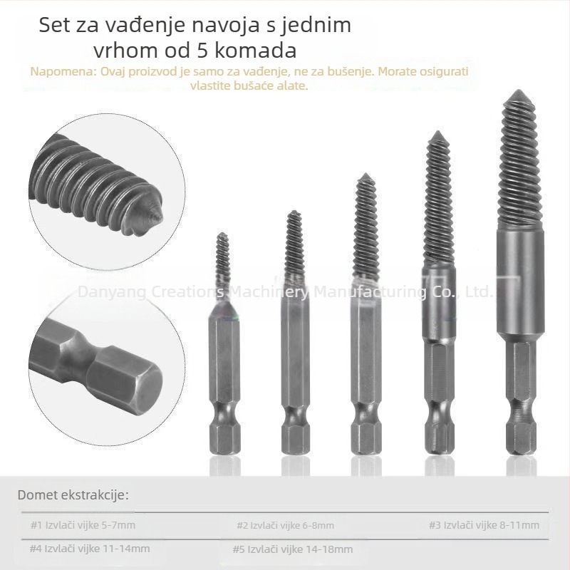 5-dijelni set šesterokutnih ekstraktora za uklanjanje prekinutih vijaka