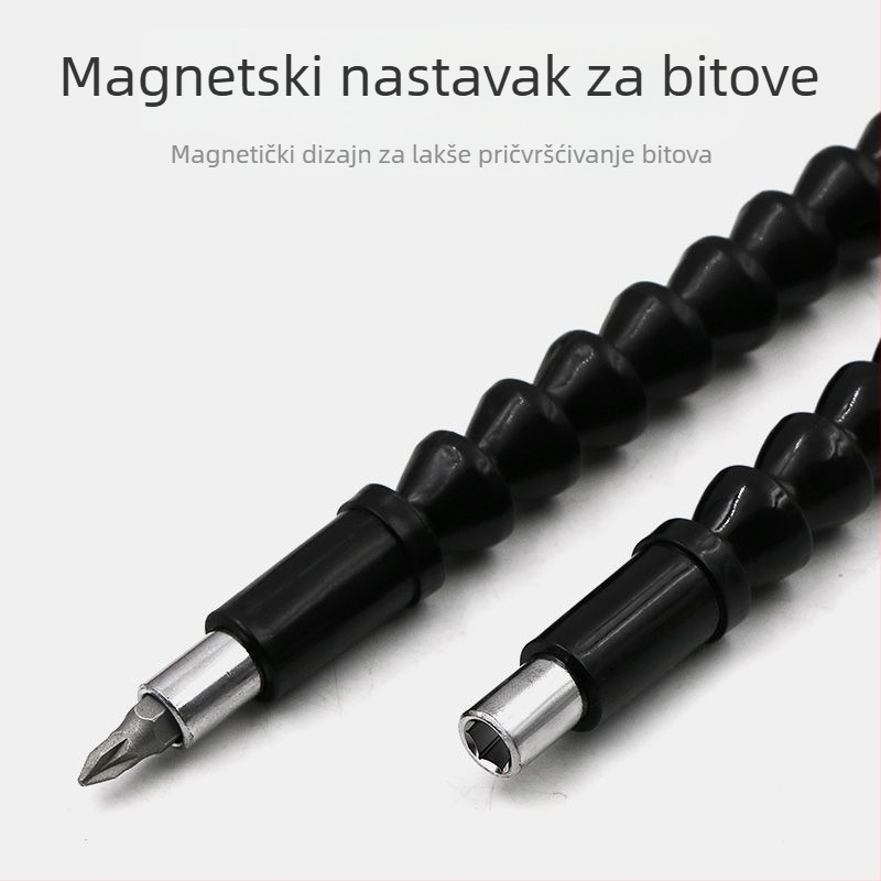 Univerzalni fleksibilni osovinski produživač za bušilice i odvijače, PVC–metal konstrukcija, kompatibilno s ručnim i električnim alatima