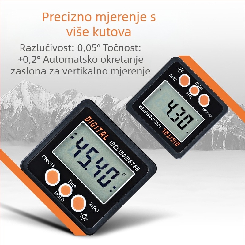 Mini elektronički digitalni kutomjer s magnetskom osnovom, raspon 4×90°, visoka preciznost