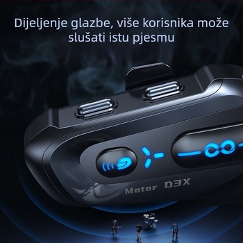 Bluetooth slušalice za kacigu s interkomom, stereo, vodootporne • Bluetooth 5.3 • Domet do 15 m • 8+ sati baterije