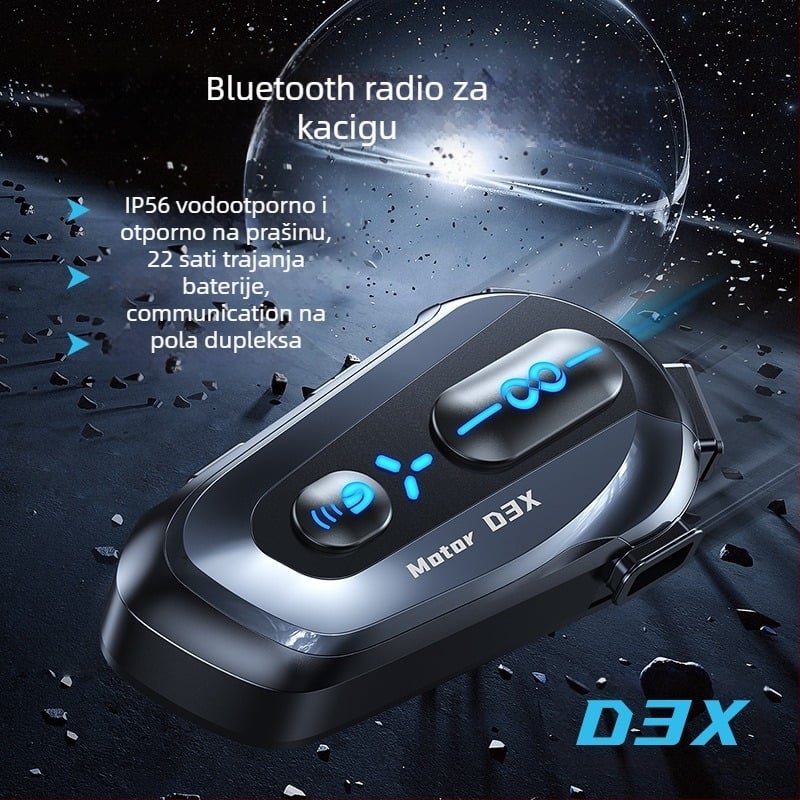 Bluetooth slušalice za kacigu s interkomom, stereo, vodootporne • Bluetooth 5.3 • Domet do 15 m • 8+ sati baterije