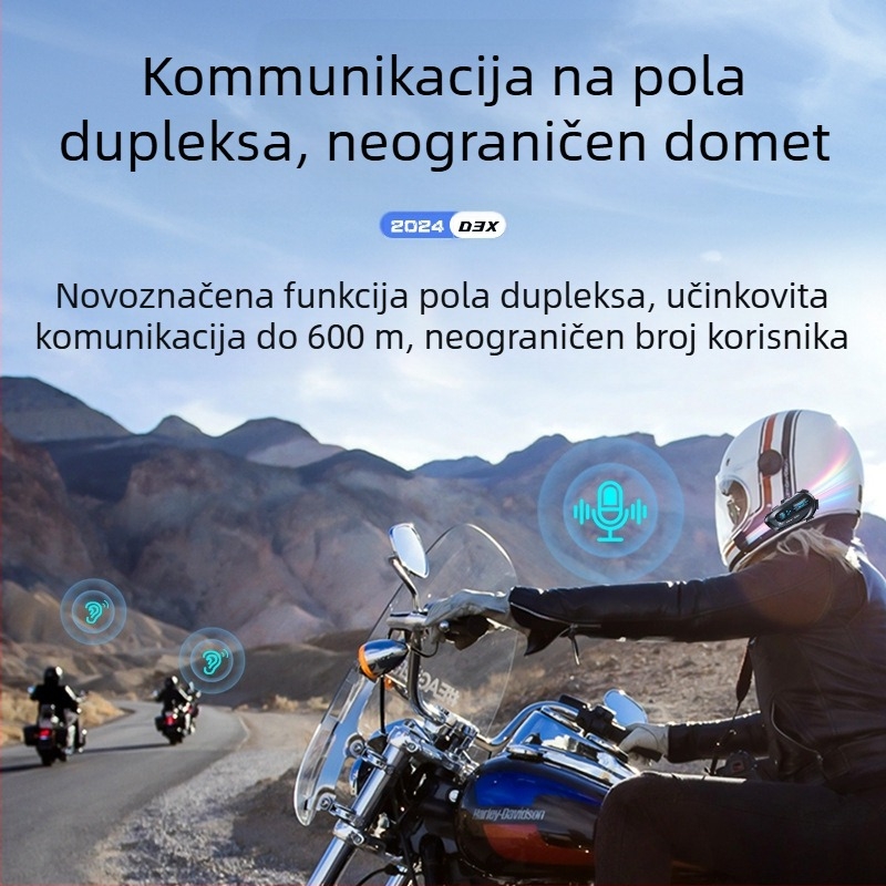 Bluetooth slušalice za kacigu s interkomom, stereo, vodootporne • Bluetooth 5.3 • Domet do 15 m • 8+ sati baterije